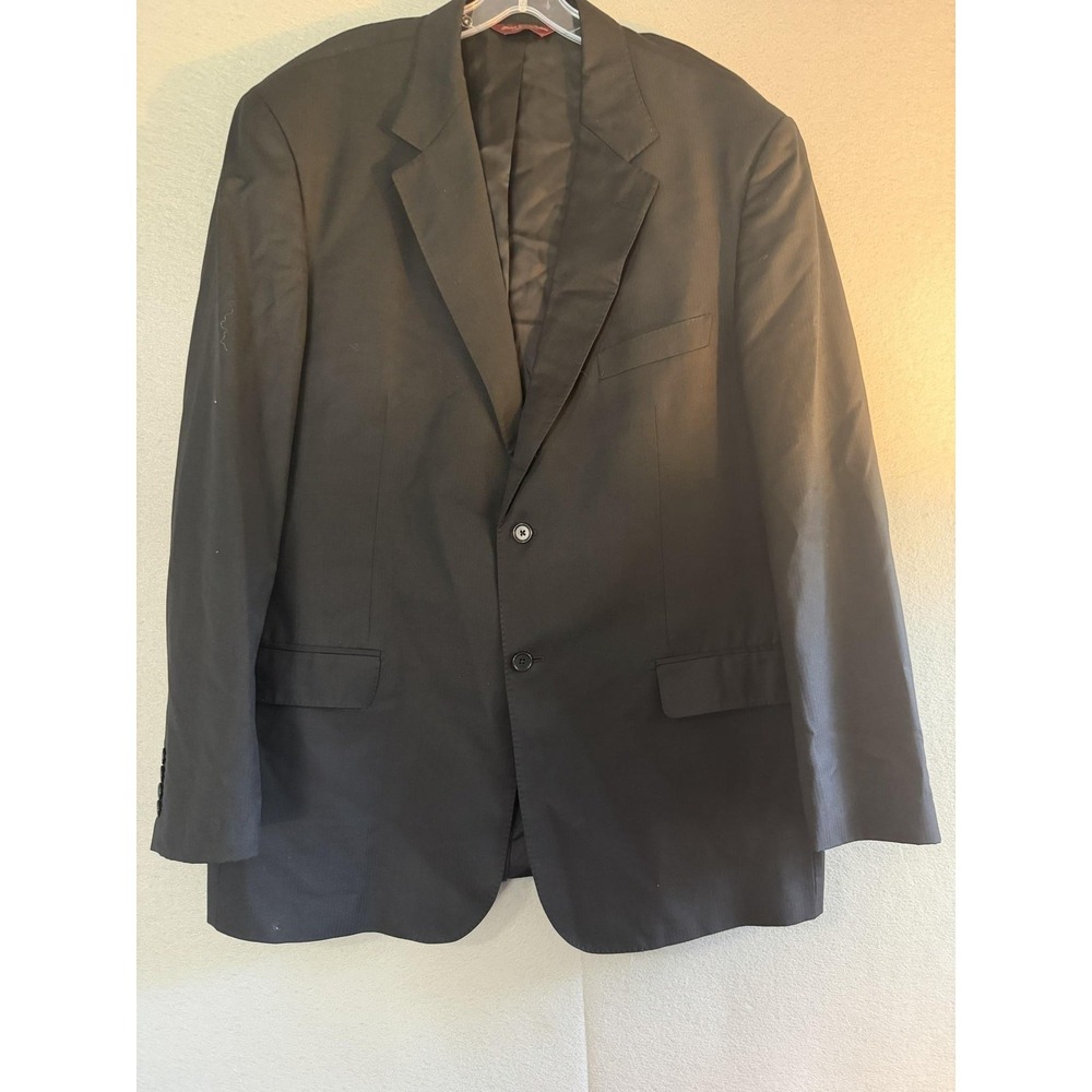 Pronto Uomo Couture Suit Jacket Mens 46L Black 100% Wool Made Italy